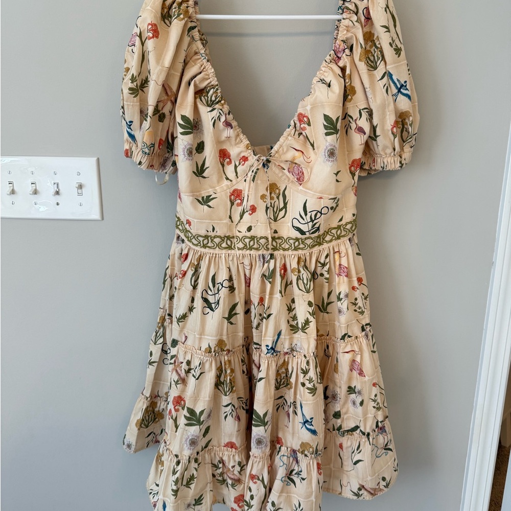 Agua by Agua Bendita Beige Floral Mini Dress - Picture 2 of 5